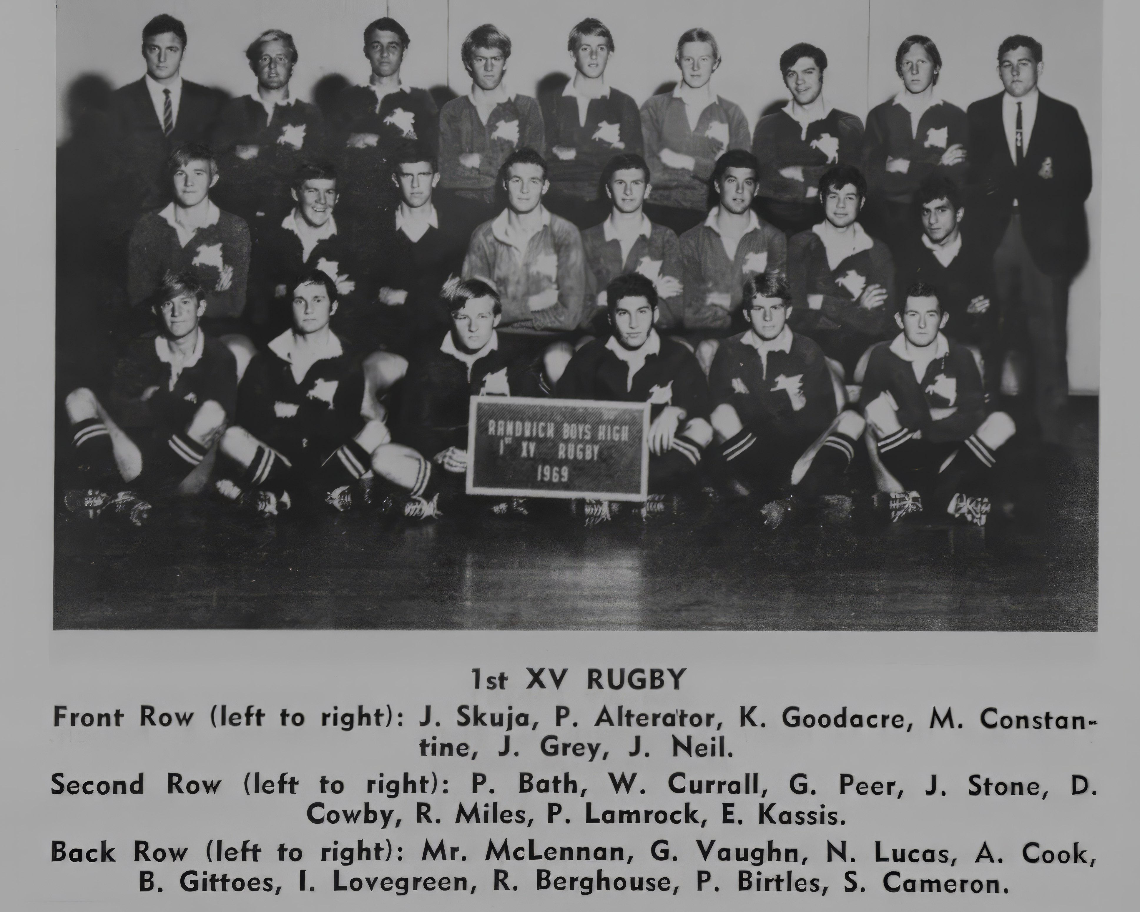 1969 1st XV Rugby