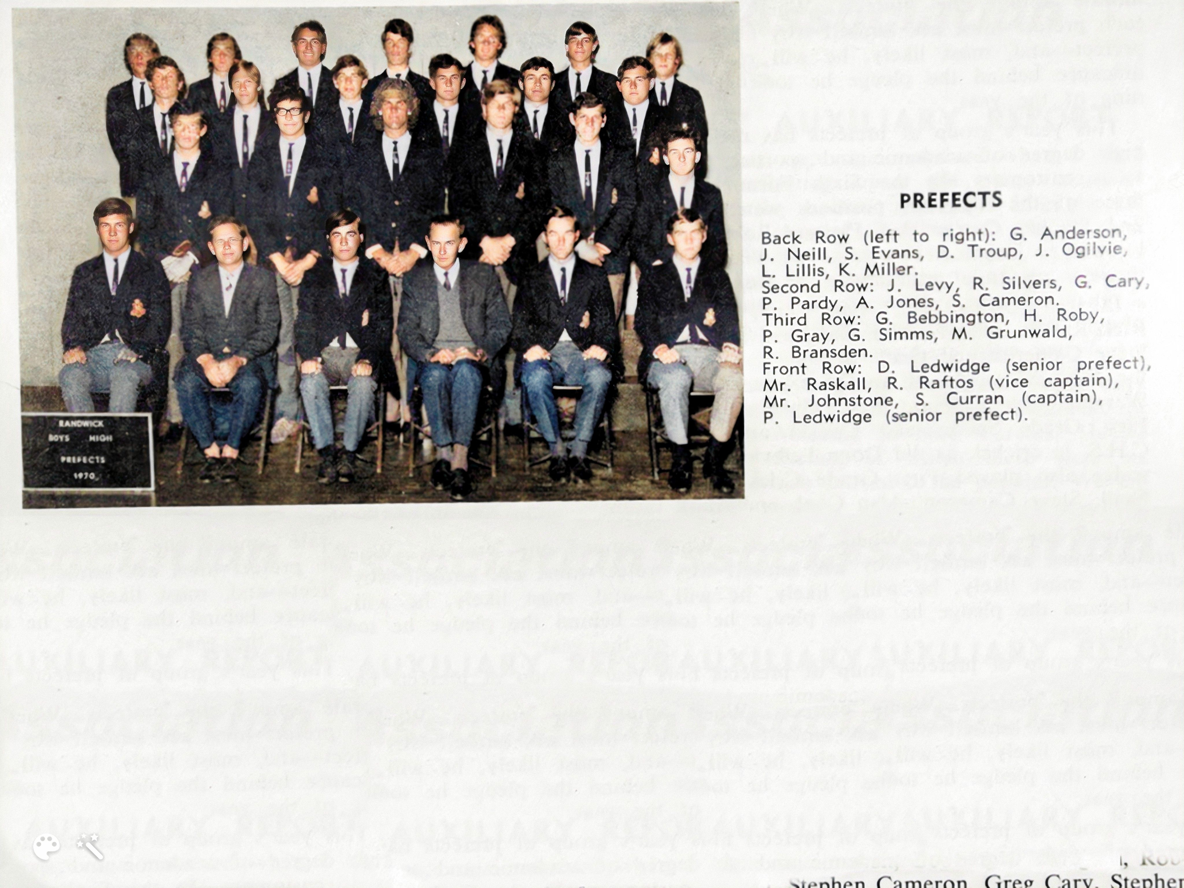 1970 Prefects-Colourised