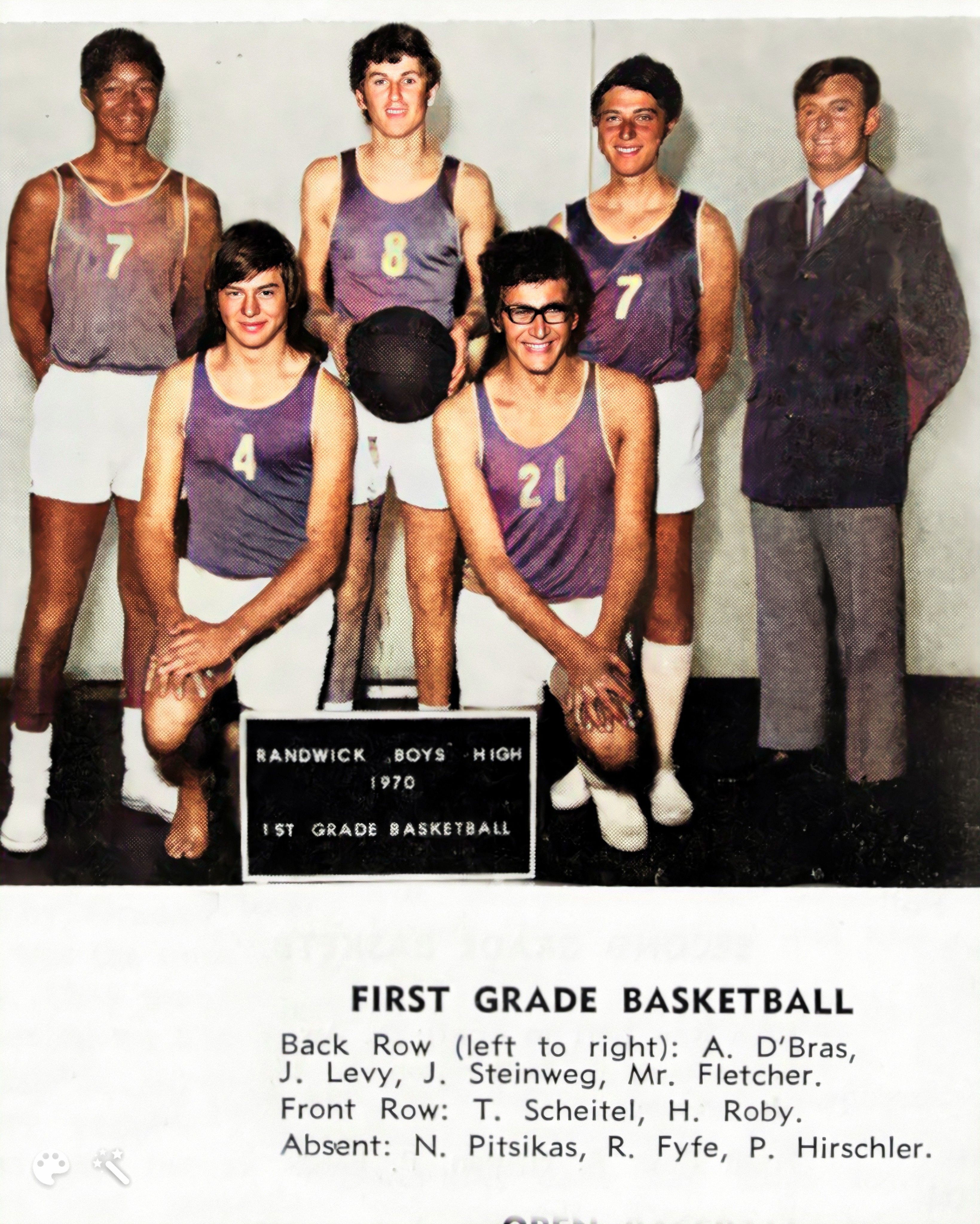 1970 1st Grade Basketball-Enhanced-Colourised