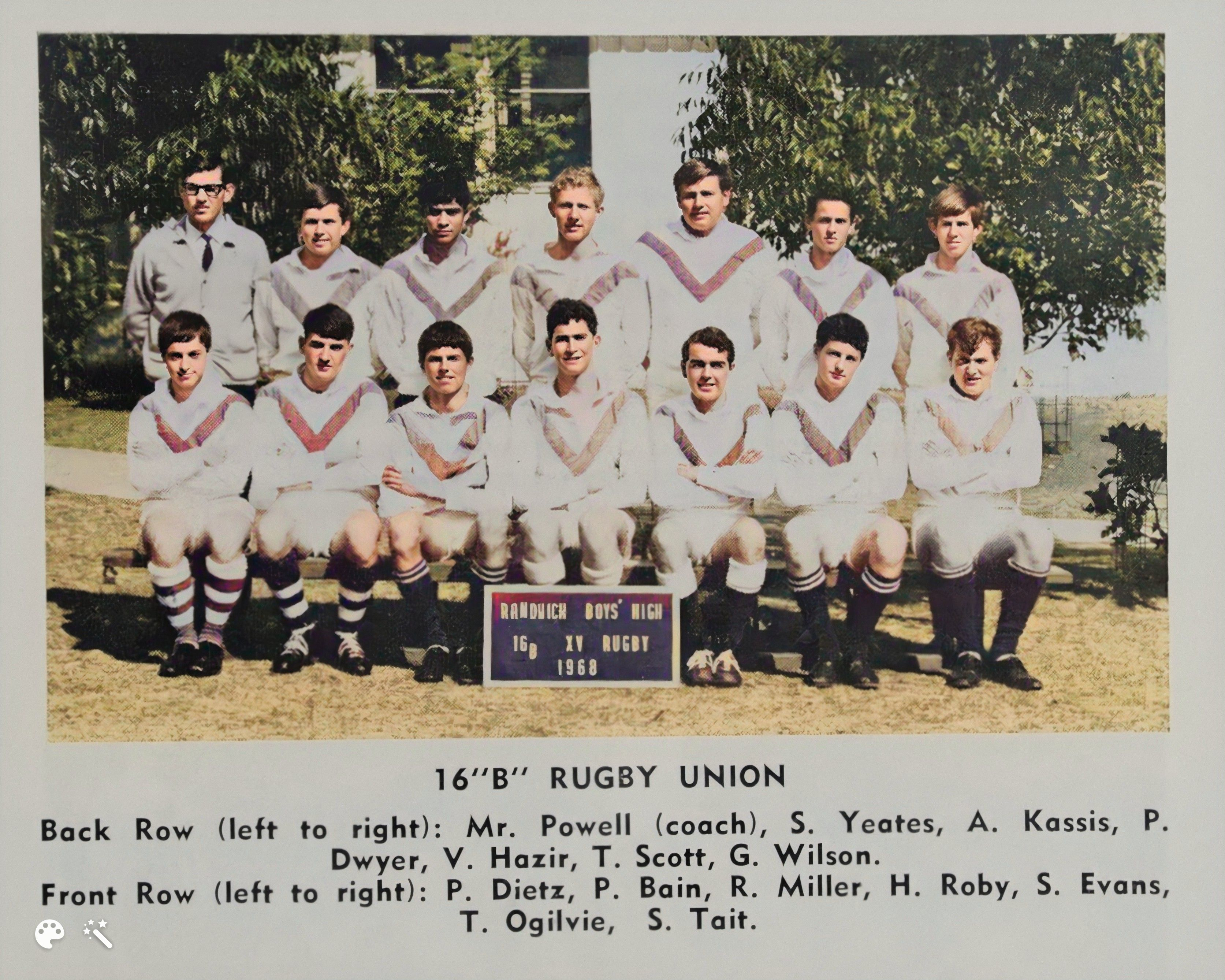 1968 16 B Rugby Colourised